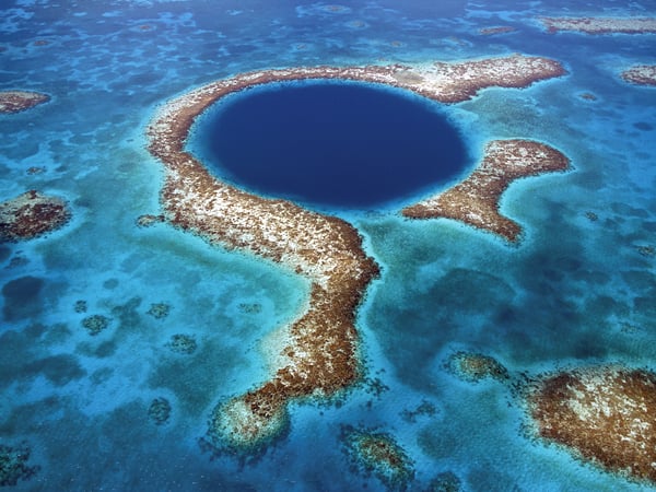Belize Barrier Reef panoramic bird's eye view image