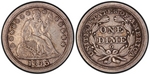 U.S. 10-cent Dime 1843 Coin