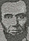 photomosaic jigsaw puzzle of lincoln by buffalom, artist robert silvers, 1000 pieces
