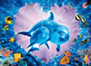 clementoni jigsaw puzzle, 1000 pieces, painting of a dolphin love reef by christian reese lassen cle