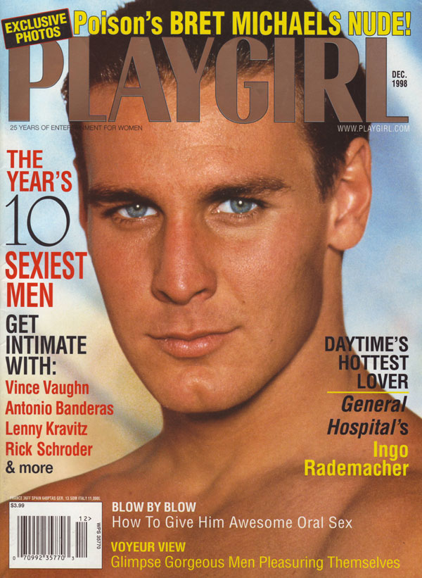 Playgirl December 1998 magazine back issue Playgirl magizine back copy Bret Michaels nude in Playgirl Magazine holiday december back issue 1998 with Ingo Rademacher