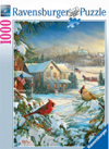 winter cardinals puzzle, bird jigsaws, 2d ravensburger collection, 1000 pieces