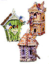 birdhouse tri-pack, 3d puzzle by wrebbit, birdhouse with sounds, swiss hut, double decker, gazebo